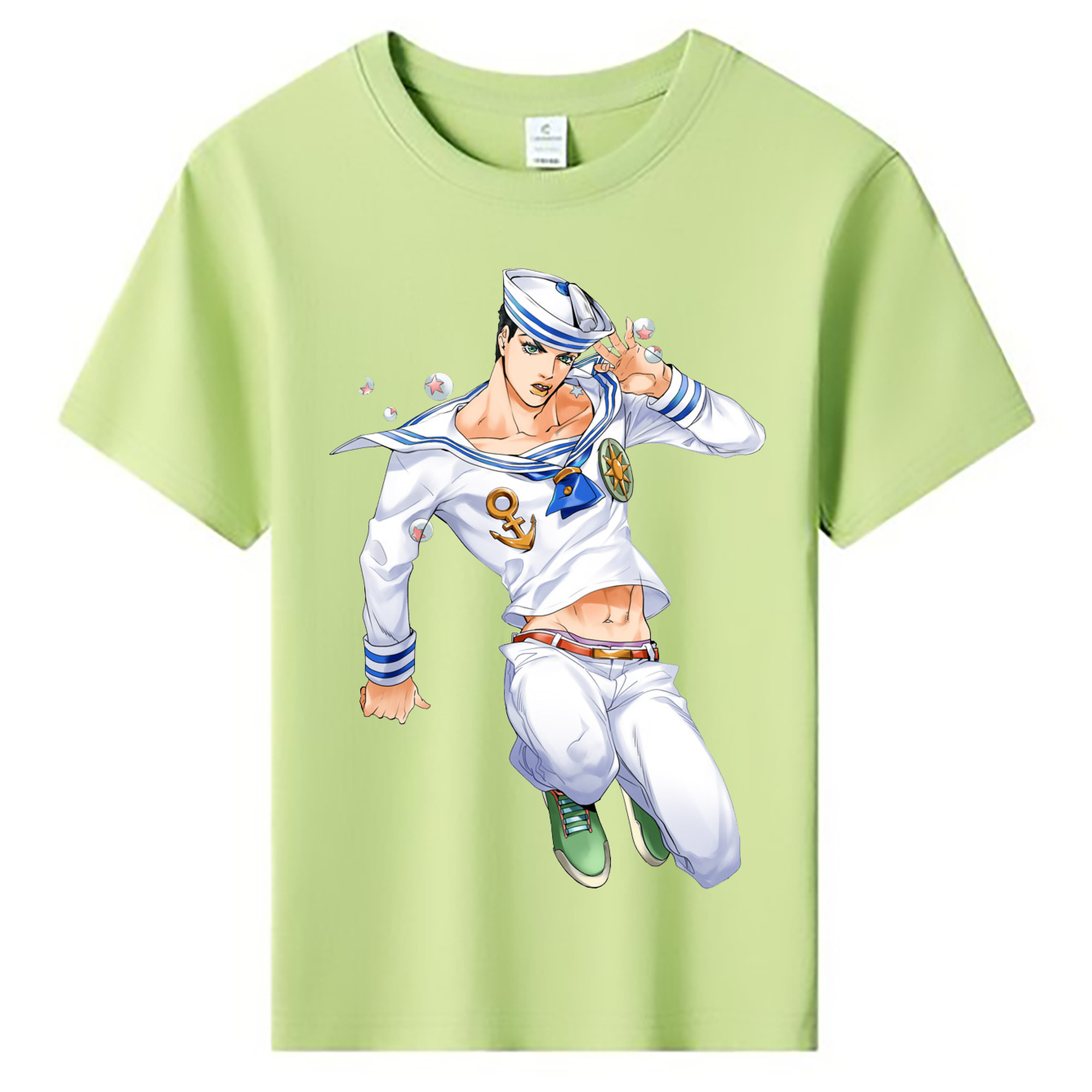 （画像用） ジョジョの奇妙な冒険 東方定助 JoJo's Bizarre Adventure Higashikata Josuke 綿100％キッズTシャツ（フロントプリント）